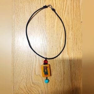 Vintage Mahjong Butterscotch Bakelite Tile Necklace Tested